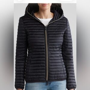 SAVE THE DUCK Black Quilted Hooded Packable Puffer Jacket